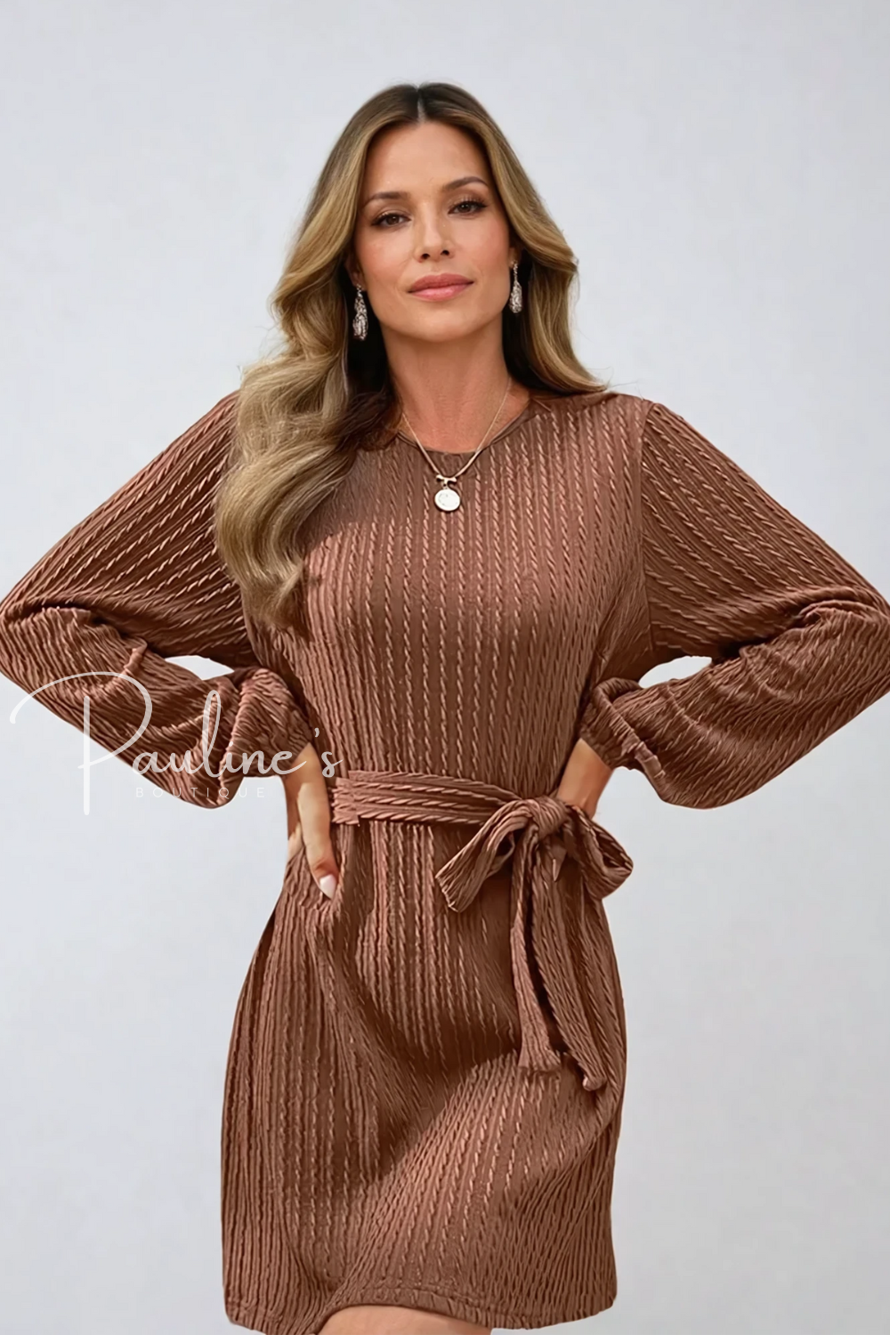 Aylmera's Elegant Ribbed Knitted Mini Dress